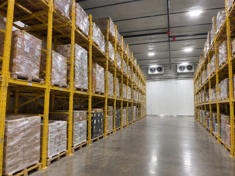 Freezer warehouse space with pallet racking